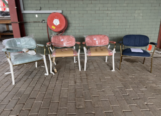 4x Fauteuil met armleuning, VanHarte, Jolien, gouden onderstel